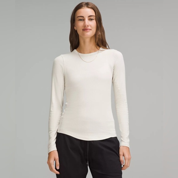 Lululemon white ribbed longsleeve top - Picture 1 of 7